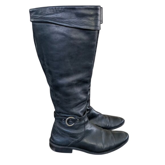 FRYE Women's Shirley Cuffed Black leather zip up Boots - Size 7 B - Picture 1 of 14